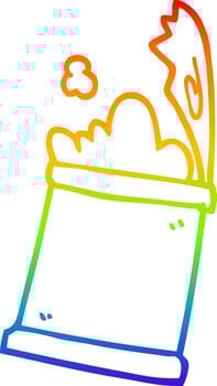 rainbow gradient line drawing cartoon open can of food vector