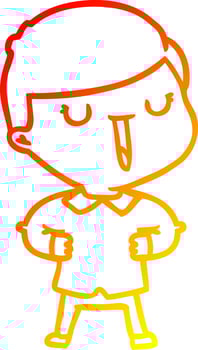 warm gradient line drawing cartoon happy boy vector