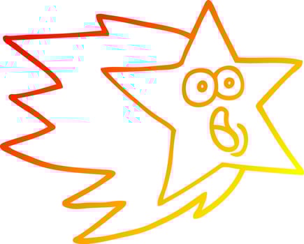 warm gradient line drawing cartoon shooting star vector