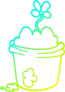 cold gradient line drawing cartoon flower pot vector