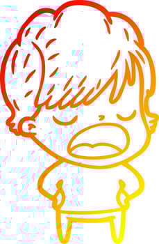warm gradient line drawing cartoon woman talking vector