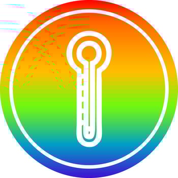 glass thermometer circular in rainbow spectrum vector