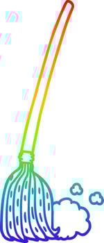 rainbow gradient line drawing cartoon broom sweeping vector