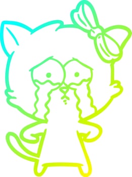 cold gradient line drawing cartoon cat vector