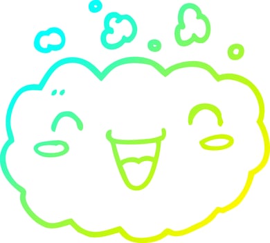 cold gradient line drawing happy cartoon cloud vector