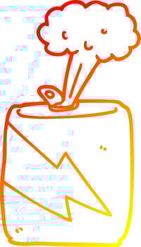 warm gradient line drawing cartoon soda can vector