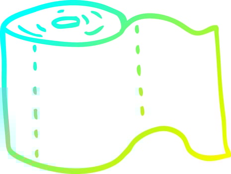cold gradient line drawing cartoon toilet roll vector