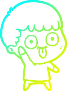 cold gradient line drawing cartoon dumb kid vector