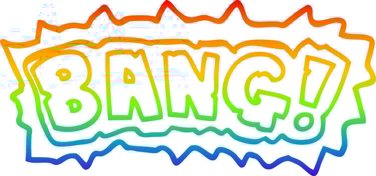 rainbow gradient line drawing cartoon word bang vector