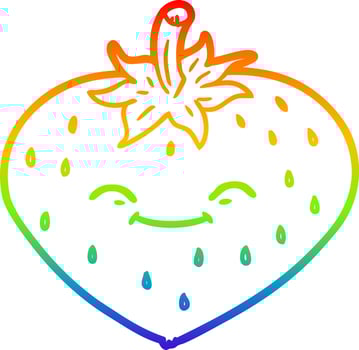 rainbow gradient line drawing cartoon strawberry vector