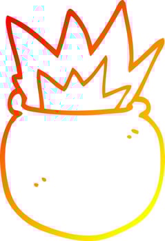 warm gradient line drawing cartoon exploding cauldron vector