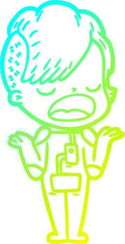 cold gradient line drawing cartoon cool hipster girl in space suit vector