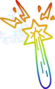 rainbow gradient line drawing cartoon magic wand vector