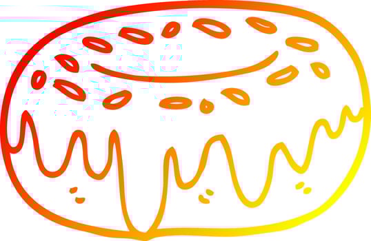 warm gradient line drawing cartoon donut with sprinkles vector