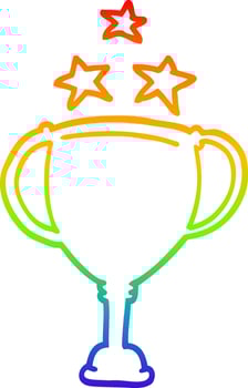 rainbow gradient line drawing cartoon sports trophy vector