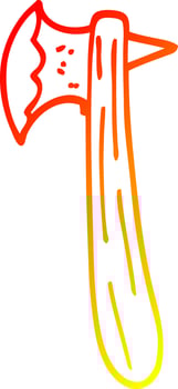 warm gradient line drawing cartoon old axe vector