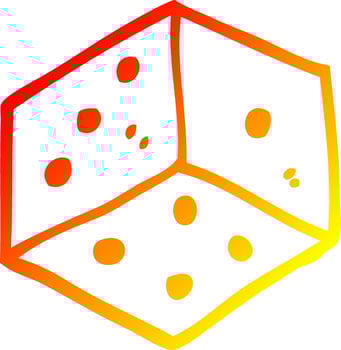 warm gradient line drawing cartoon tattoo dice symbol vector