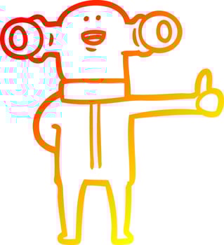 warm gradient line drawing friendly cartoon alien vector