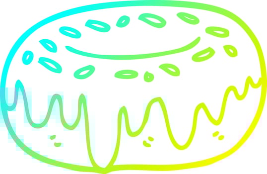cold gradient line drawing cartoon donut with sprinkles vector