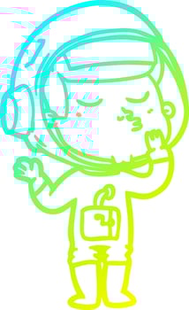 cold gradient line drawing cartoon confident astronaut vector