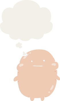cartoon human and thought bubble in retro style vector