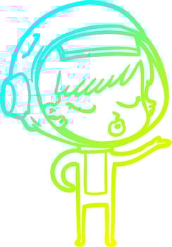 cold gradient line drawing cartoon pretty astronaut girl vector