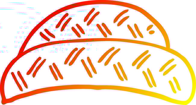 warm gradient line drawing cartoon hat vector