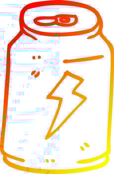 warm gradient line drawing cartoon can of energy drink vector