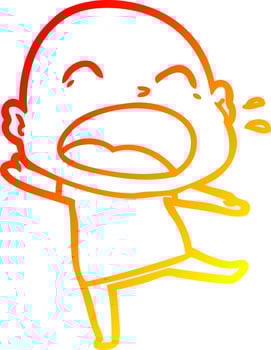 warm gradient line drawing cartoon shouting bald man vector