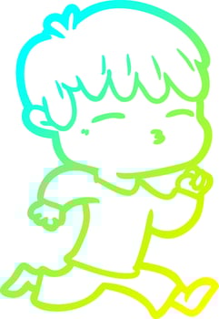 cold gradient line drawing cartoon curious boy vector