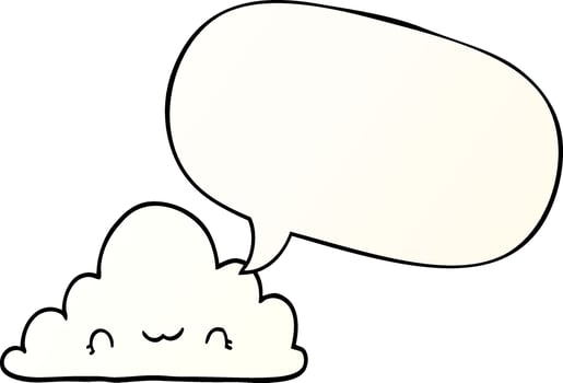 cute cartoon cloud and speech bubble in smooth gradient style vector