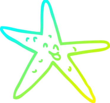 cold gradient line drawing cartoon happy star fish vector