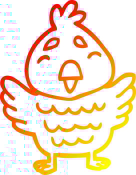 warm gradient line drawing cartoon blue bird vector