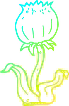 cold gradient line drawing cartoon wild flower vector