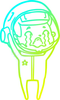 cold gradient line drawing cartoon crying astronaut vector