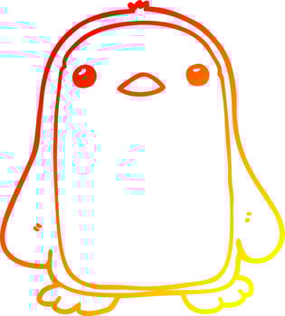 warm gradient line drawing cute cartoon penguin vector