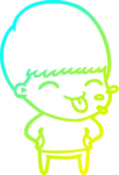 cold gradient line drawing funny cartoon boy vector
