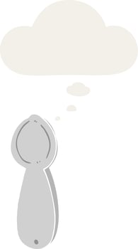 cartoon spoon and thought bubble in retro style vector