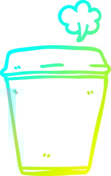 cold gradient line drawing cartoon coffee cup vector