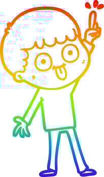 rainbow gradient line drawing cartoon man staring vector