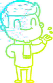 cold gradient line drawing cartoon friendly man vector