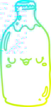 cold gradient line drawing cute cartoon milk bottle vector