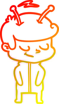 warm gradient line drawing friendly cartoon spaceman vector