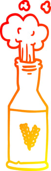 warm gradient line drawing cartoon bottle of beer vector