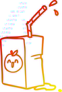 warm gradient line drawing apple juice box vector