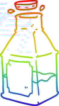 rainbow gradient line drawing cartoon drink in decanter vector