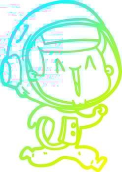 cold gradient line drawing happy cartoon astronaut vector
