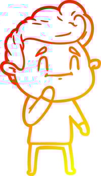 warm gradient line drawing happy cartoon man vector