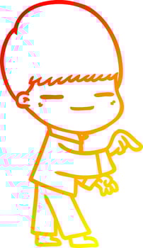 warm gradient line drawing cartoon smug boy vector