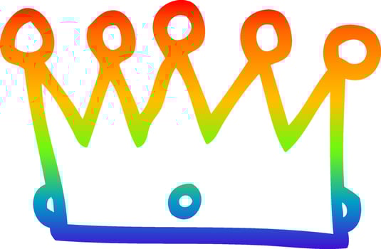 rainbow gradient line drawing cartoon crown vector